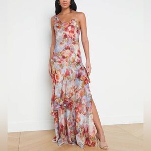 L'AGENCE Floral Maxi Dress - Multicolor 100% silk